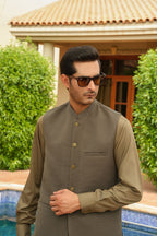 Grey Printed Waistcoat by Al Deebaj, photo 2
