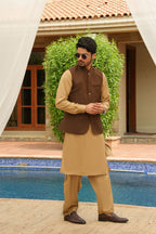 Brown Printed Waistcoat by Al Deebaj