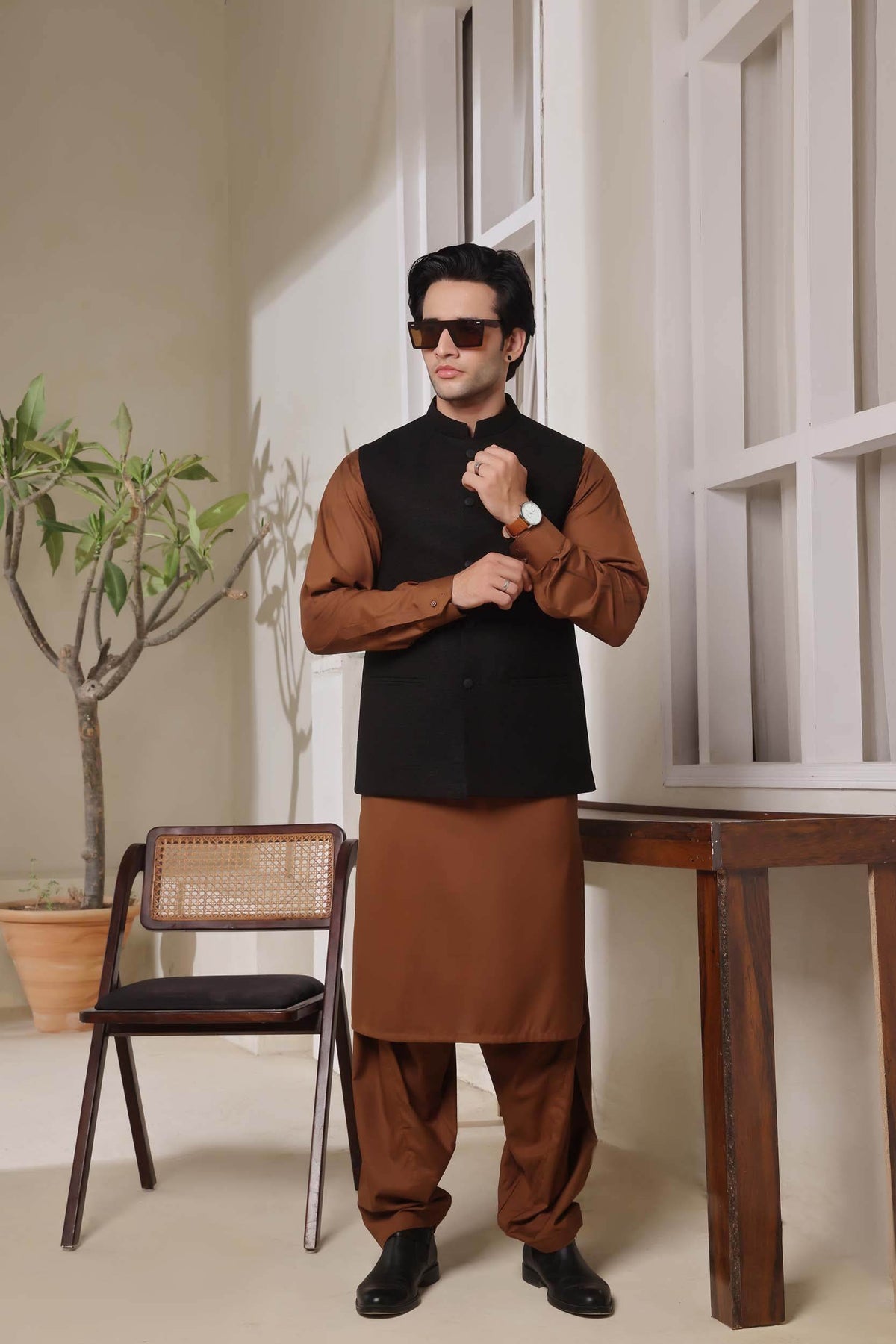 Black Printed Waistcoat by Al Deebaj, photo 2