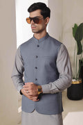 Greyish Blue Self Waistcoat by Al Deebaj
