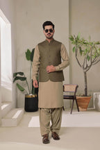 Mud Green Waistcoat by Al Deebaj