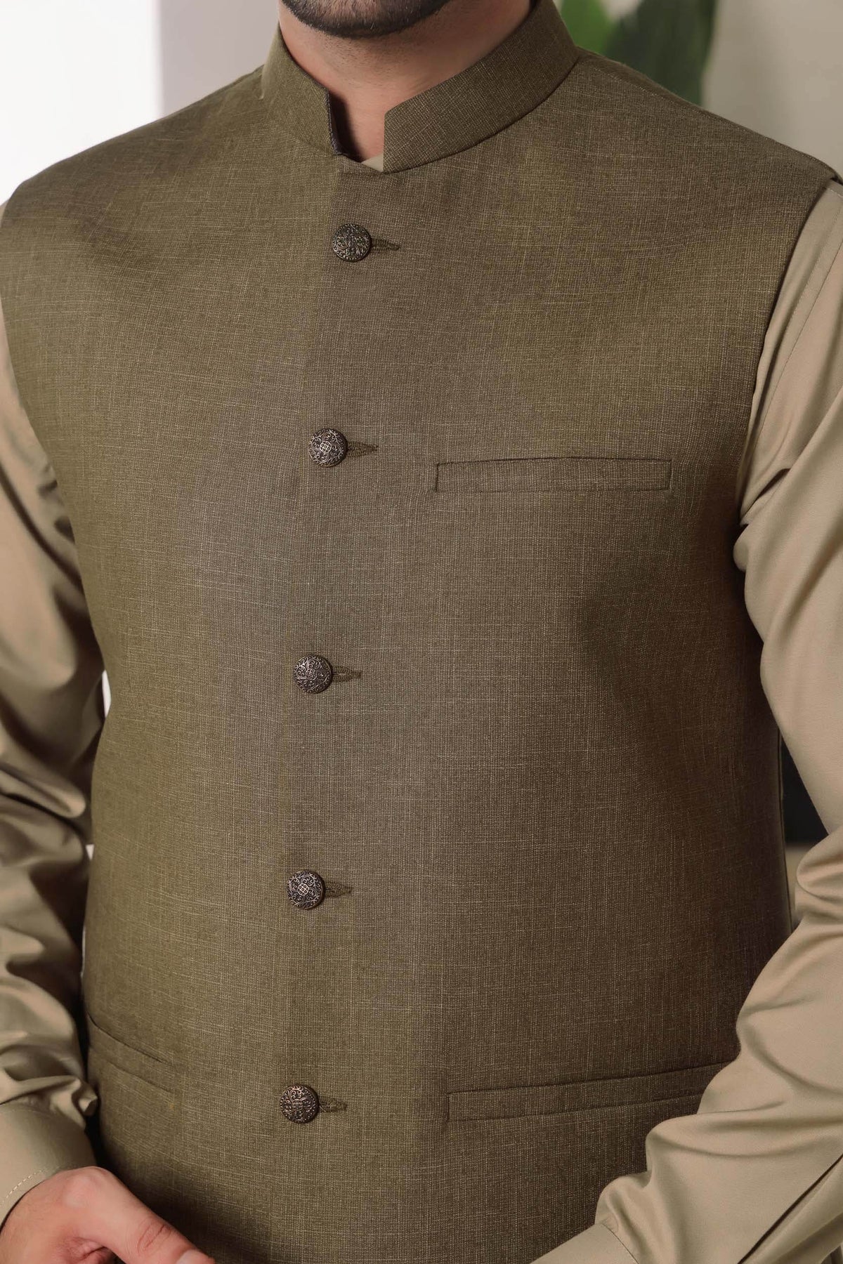 Mud Green Waistcoat by Al Deebaj, photo 2
