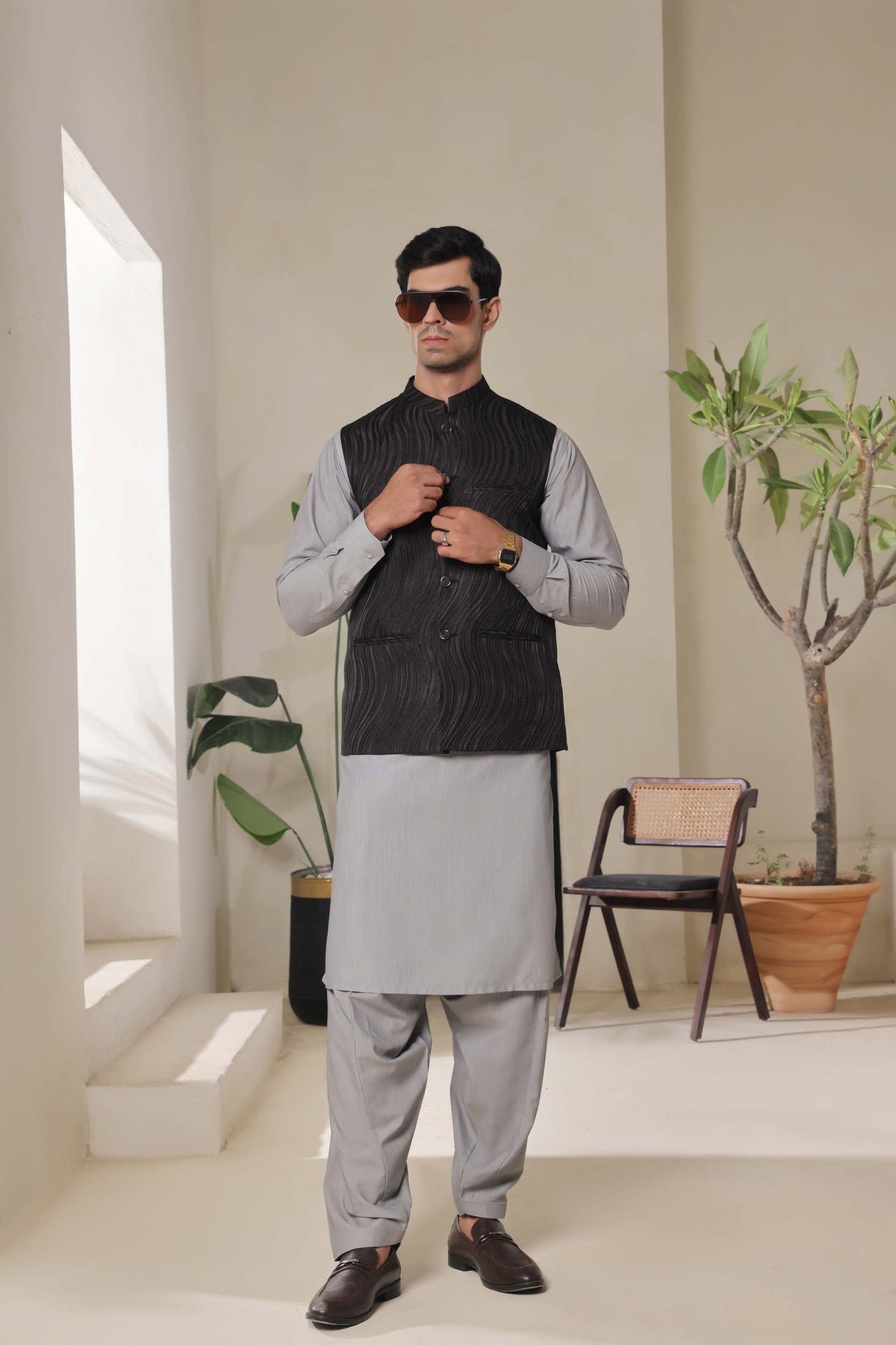 Black Formal Waistcoat by Al Deebaj
