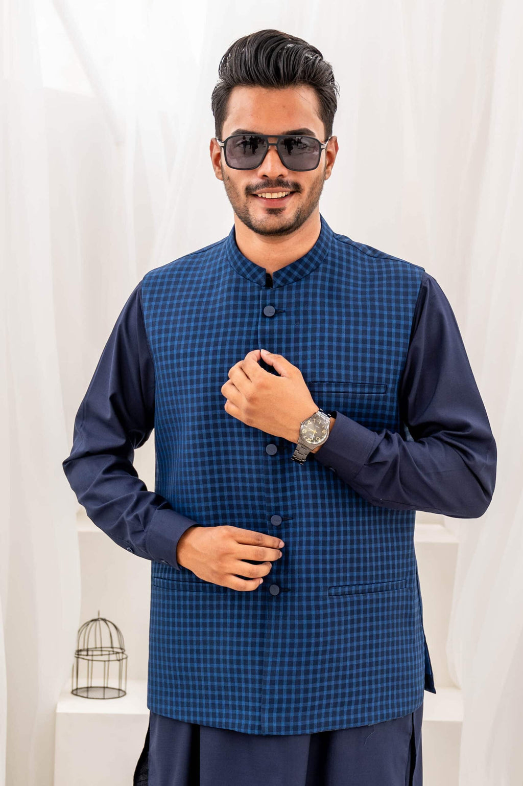Blue Suiting Waistcoat by Al Deebaj