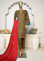 Embroidered Green Linen 3-Piece Stitched Suit by Bin Saeed, photo 2