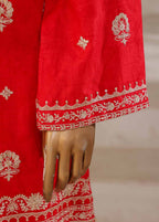 Embroidered Scarlet Red Lawn 3-Piece Stitched Suit by Bin Saeed, photo 4