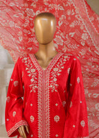 Embroidered Scarlet Red Lawn 3-Piece Stitched Suit by Bin Saeed