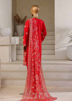 Embroidered Scarlet Red Lawn 3-Piece Stitched Suit by Bin Saeed, photo 3