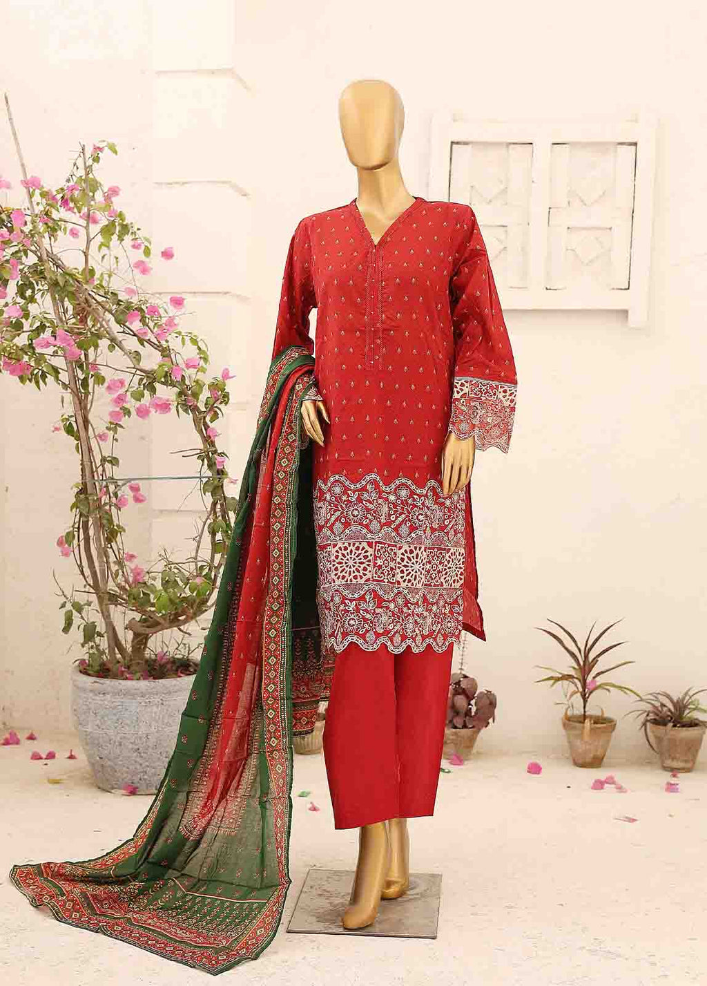 Red Lawn 3-Piece Stitched Suit by Bin Saeed, photo 2