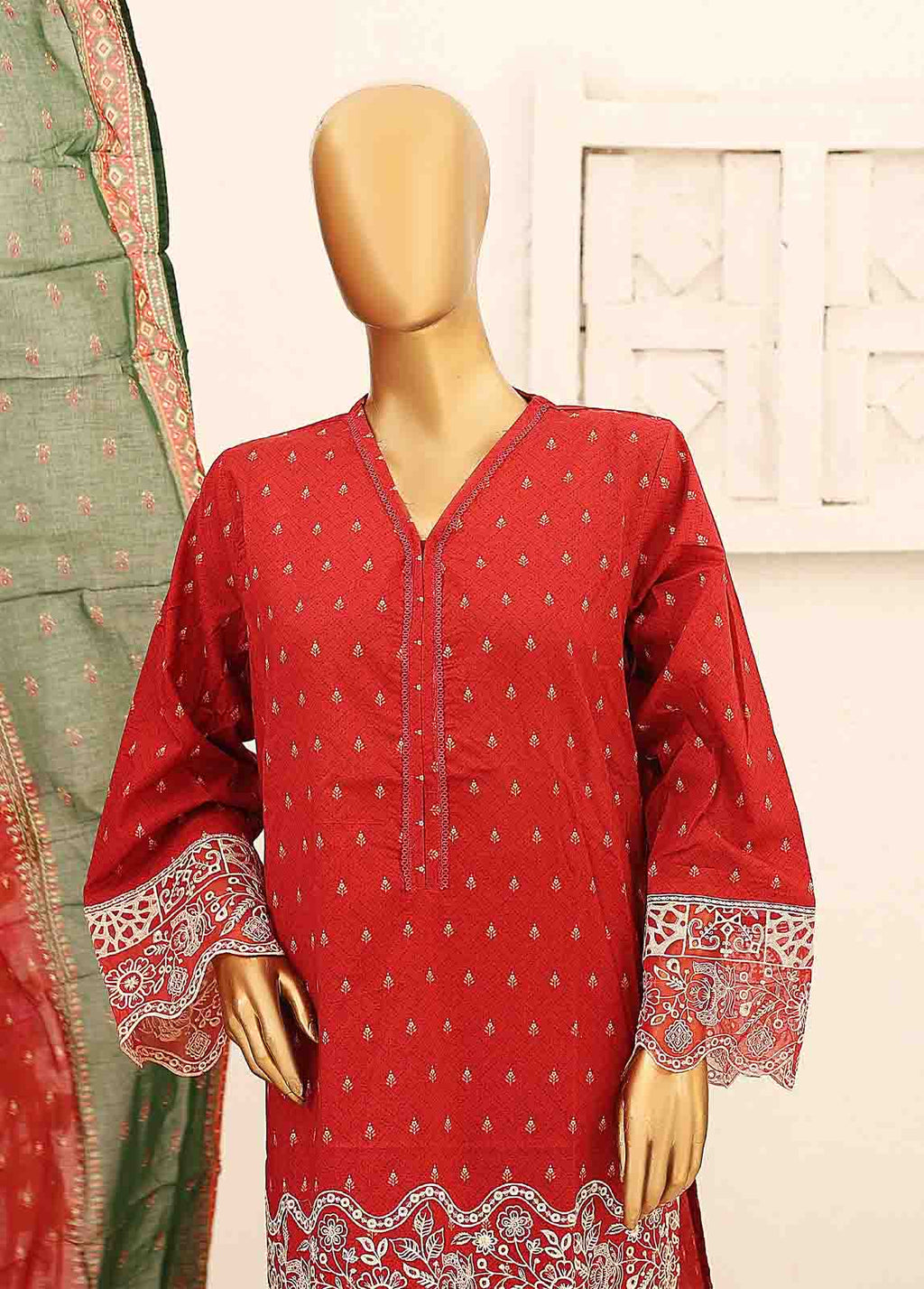 Red Lawn 3-Piece Stitched Suit by Bin Saeed