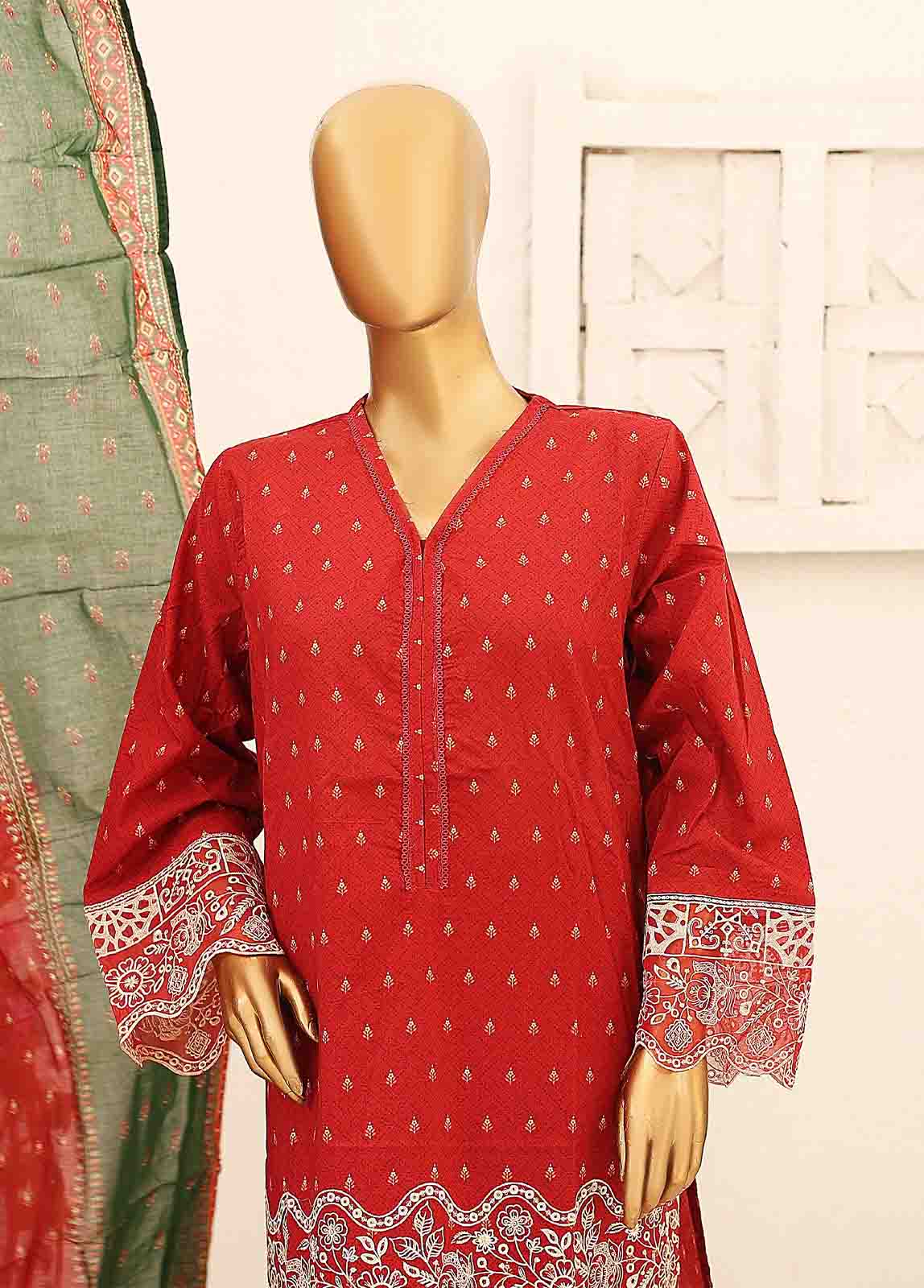 Red Lawn 3-Piece Stitched Suit by Bin Saeed