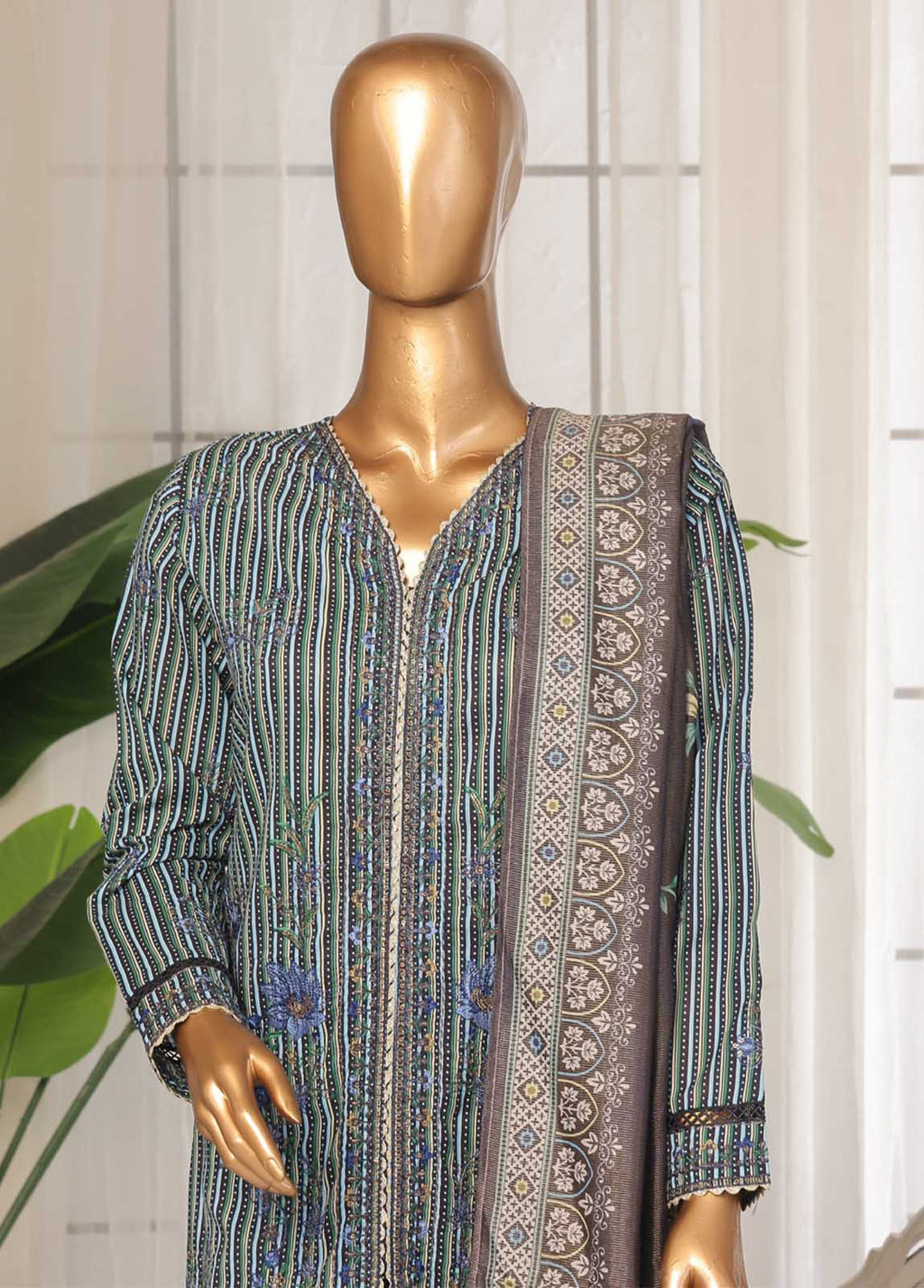 Embroidered Lawn 3-Piece Stitched Suit by Bin Saeed