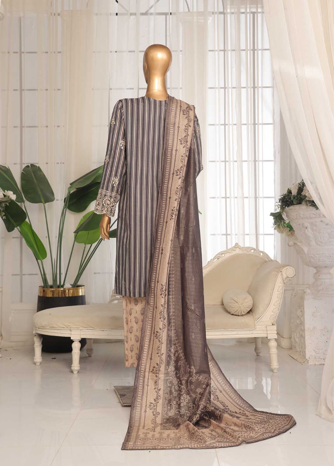 Embroidered Black & Beige Lawn 3-Piece Stitched Suit by Bin Saeed, photo 6