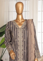 Embroidered Black & Beige Lawn 3-Piece Stitched Suit by Bin Saeed