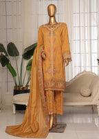 Embroidered Mustard Lawn 3-Piece Stitched Suit by Bin Saeed, photo 4