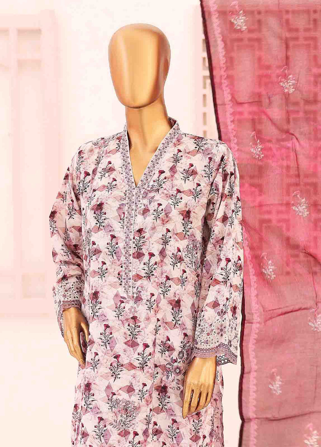 Lawn 3-Piece Stitched Suit by Bin Saeed