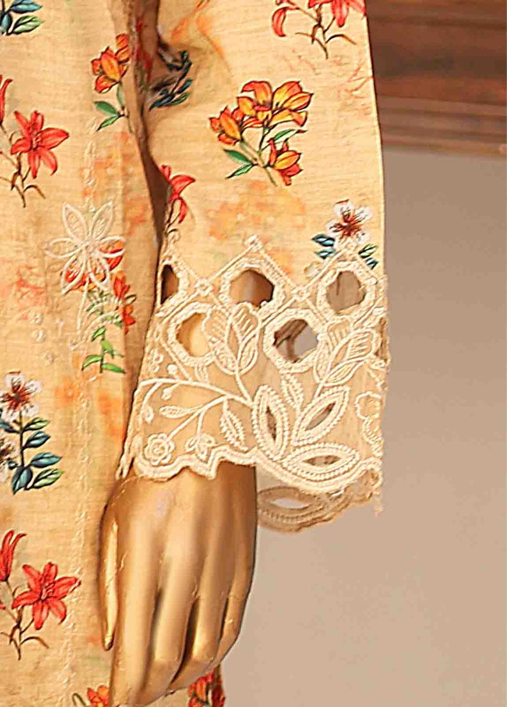 Cotton Kari Peach Cotton 3-Piece Stitched Suit by Bin Saeed, photo 3