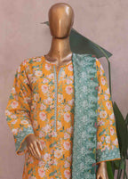 Chikankari Merigold Orange Lawn 3-Piece Stitched Suit by Bin Saeed