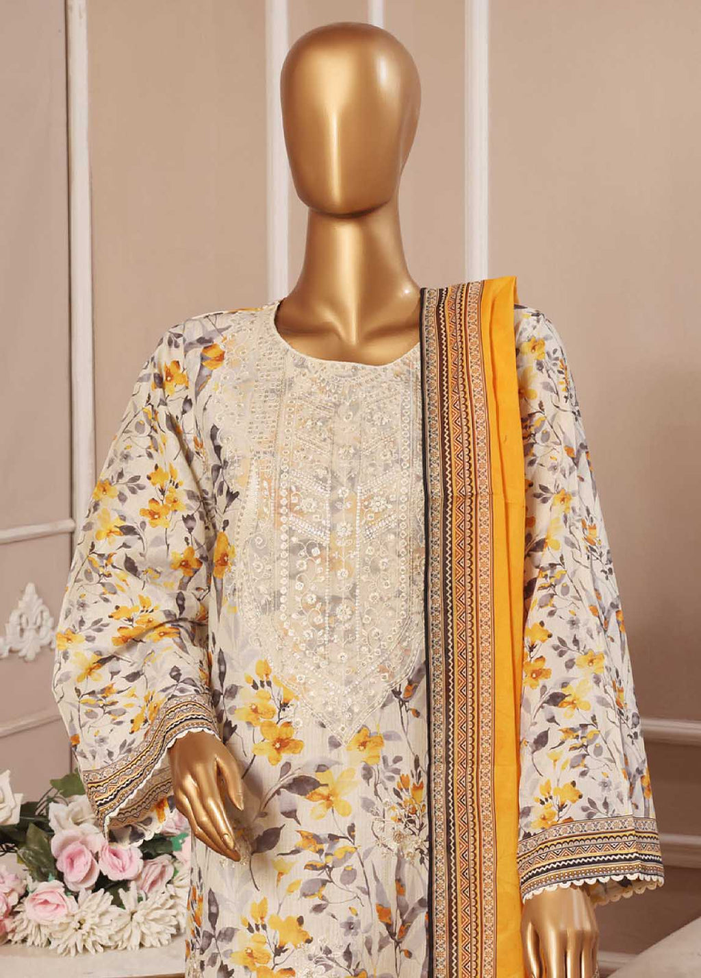 Embroidered Multi Lawn 3-Piece Stitched Suit by Bin Saeed