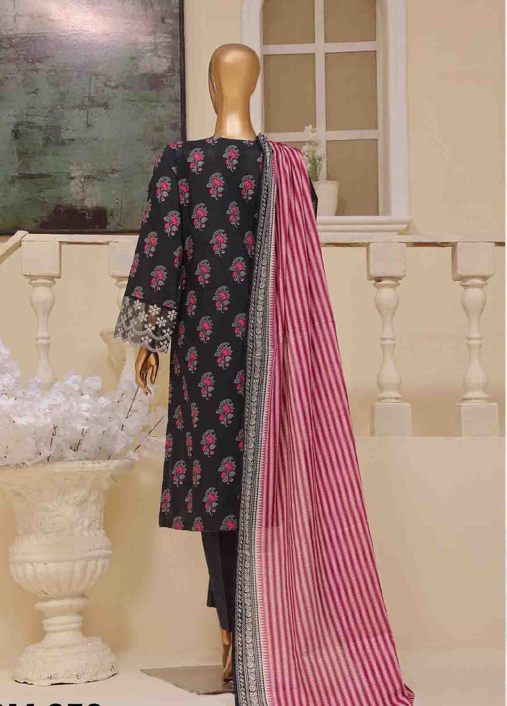 Embroidered Black Lawn 3-Piece Stitched Suit by Bin Saeed, photo 5