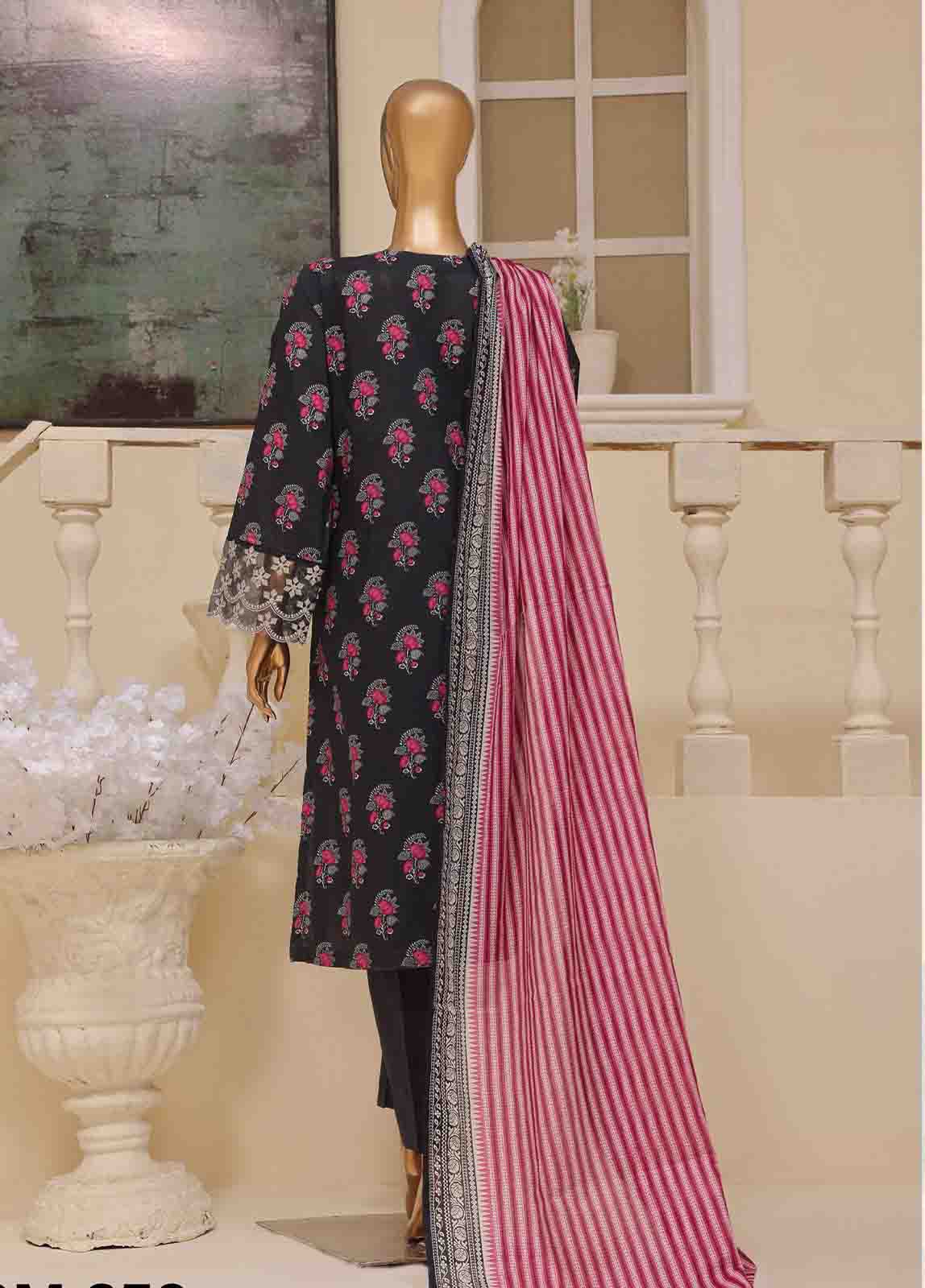 Embroidered Black Lawn 3-Piece Stitched Suit by Bin Saeed, photo 5