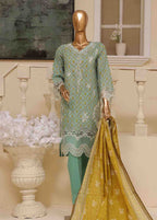 Embroidered Mint Green Lawn 3-Piece Stitched Suit by Bin Saeed