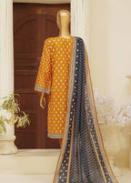 Embroidered Honey Orange Lawn 3-Piece Stitched Suit by Bin Saeed, photo 2