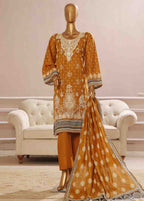 Embroidered Mustard Lawn 3-Piece Stitched Suit by Bin Saeed, photo 2
