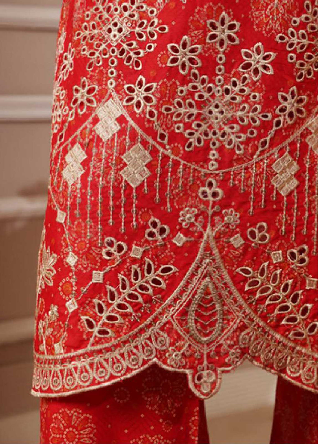 Embroidered Candy Red Lawn 3-Piece Stitched Suit by Bin Saeed, photo 5