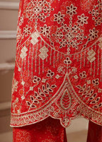 Embroidered Candy Red Lawn 3-Piece Stitched Suit by Bin Saeed, photo 5