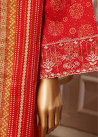 Embroidered Candy Red Lawn 3-Piece Stitched Suit by Bin Saeed, photo 6