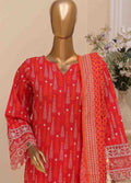 Embroidered Scarlet Red Lawn 3-Piece Stitched Suit by Bin Saeed
