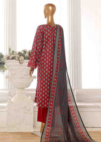 Embroidered Red Lawn 3-Piece Stitched Frock Suit by Bin Saeed, photo 6