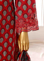 Embroidered Red Lawn 3-Piece Stitched Frock Suit by Bin Saeed, photo 4