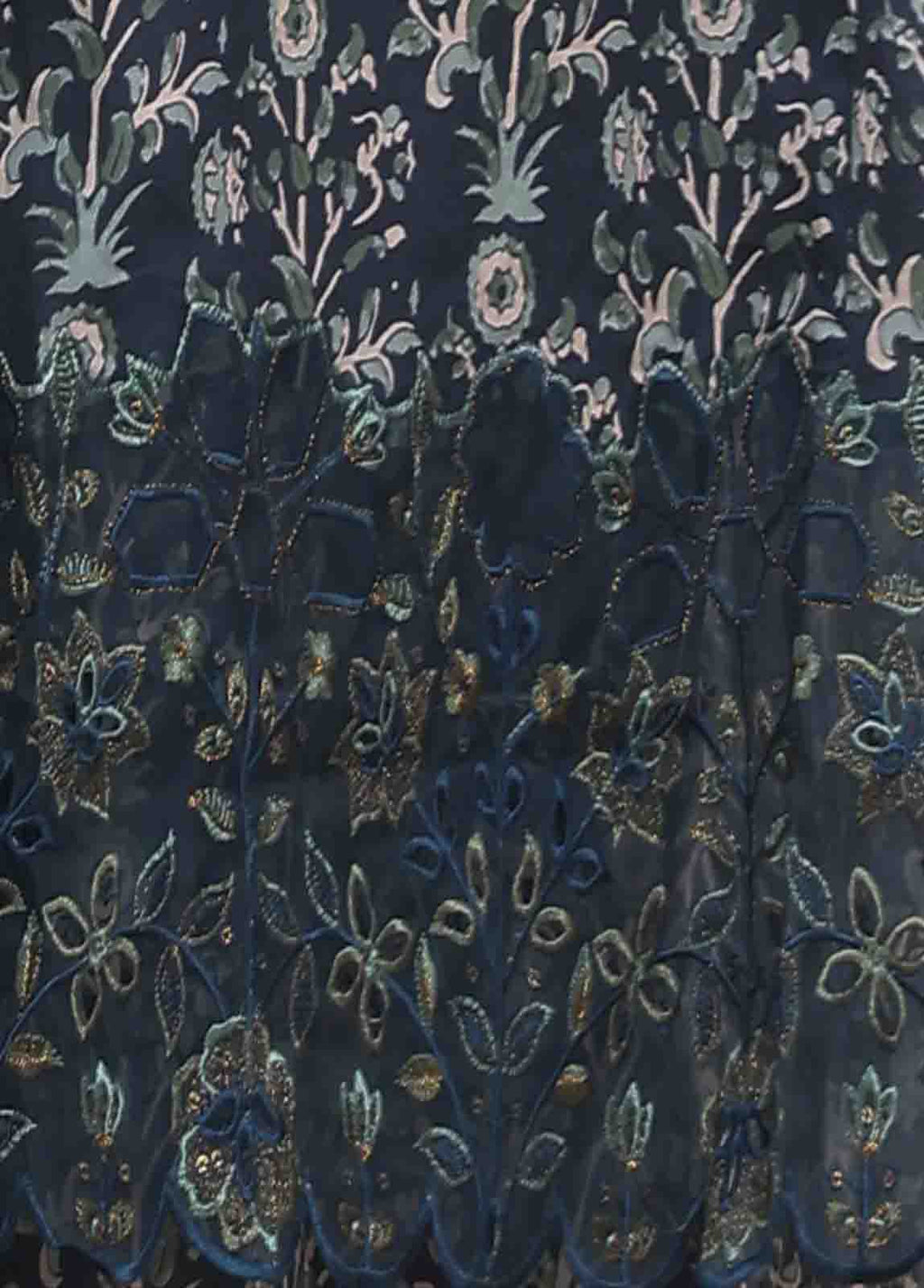 Embroidered Navy Blue Lawn 3-Piece Stitched Frock Suit by Bin Saeed, photo 2