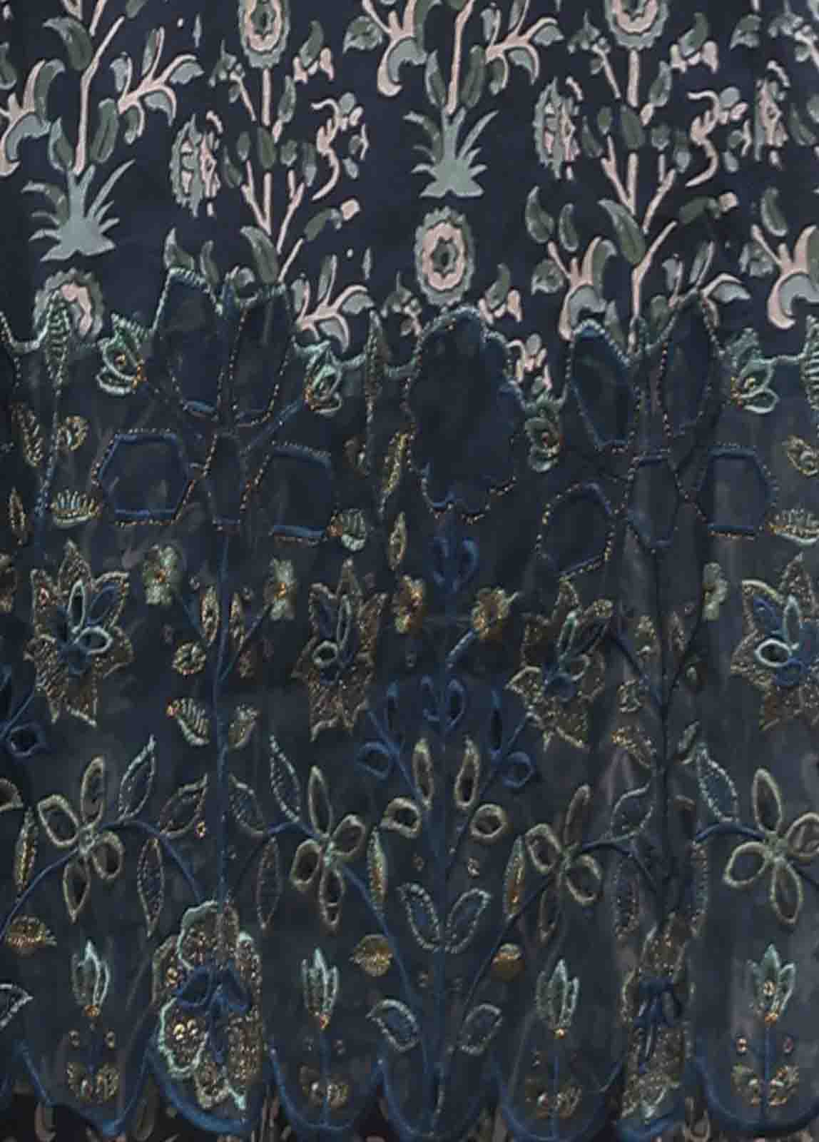 Embroidered Navy Blue Lawn 3-Piece Stitched Frock Suit by Bin Saeed, photo 2