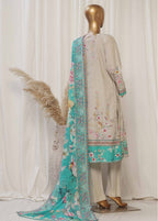 Embroidered Ivory Lawn 3-Piece Stitched Suit by Bin Saeed, photo 5