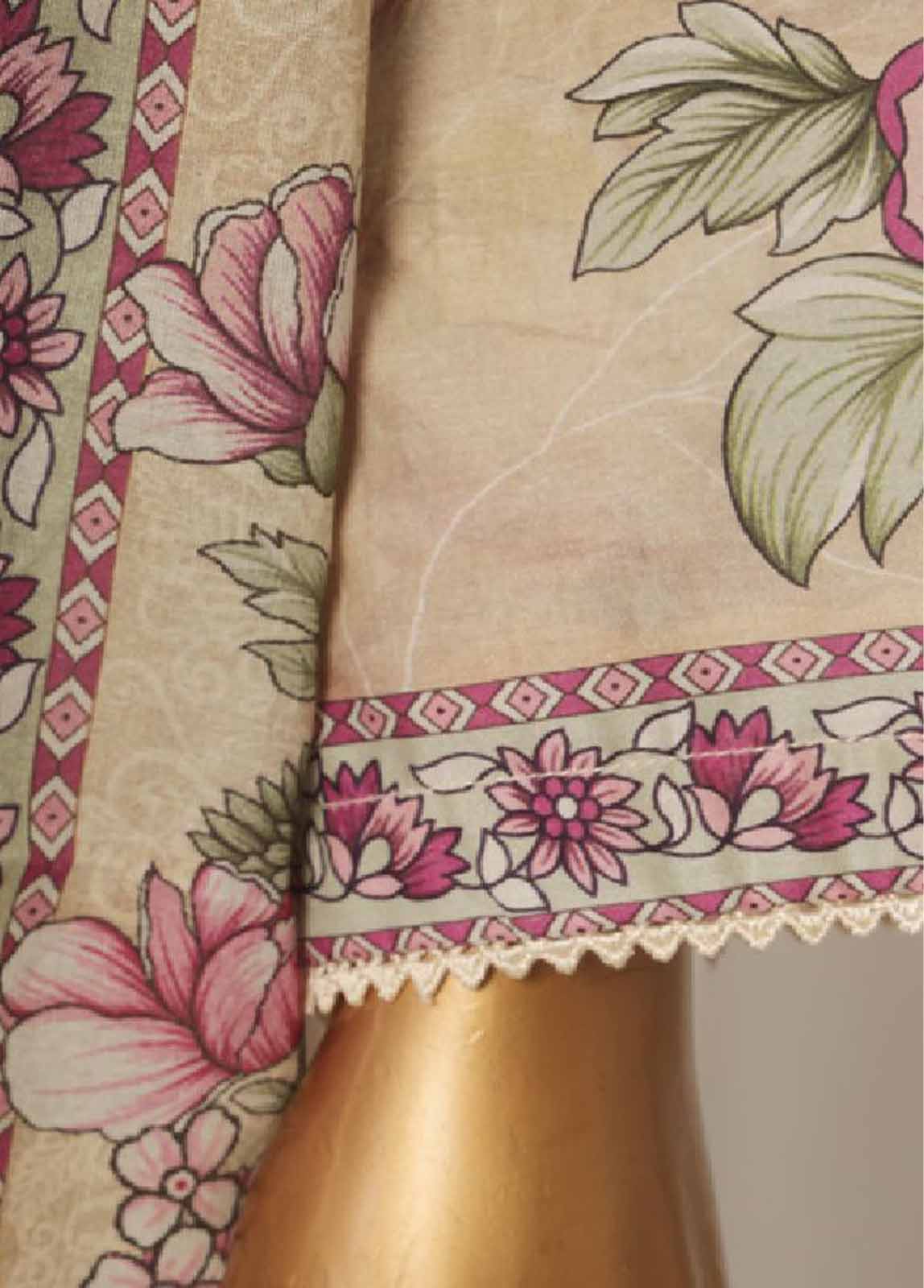 Embroidered Beige Lawn 3-Piece Stitched Suit by Bin Saeed, photo 3