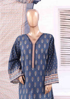 Embroidered Blue Lawn 3-Piece Stitched Suit by Bin Saeed