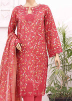 Cutwork Kari Red Lawn 3-Piece Stitched Suit by Bin Saeed, photo 2