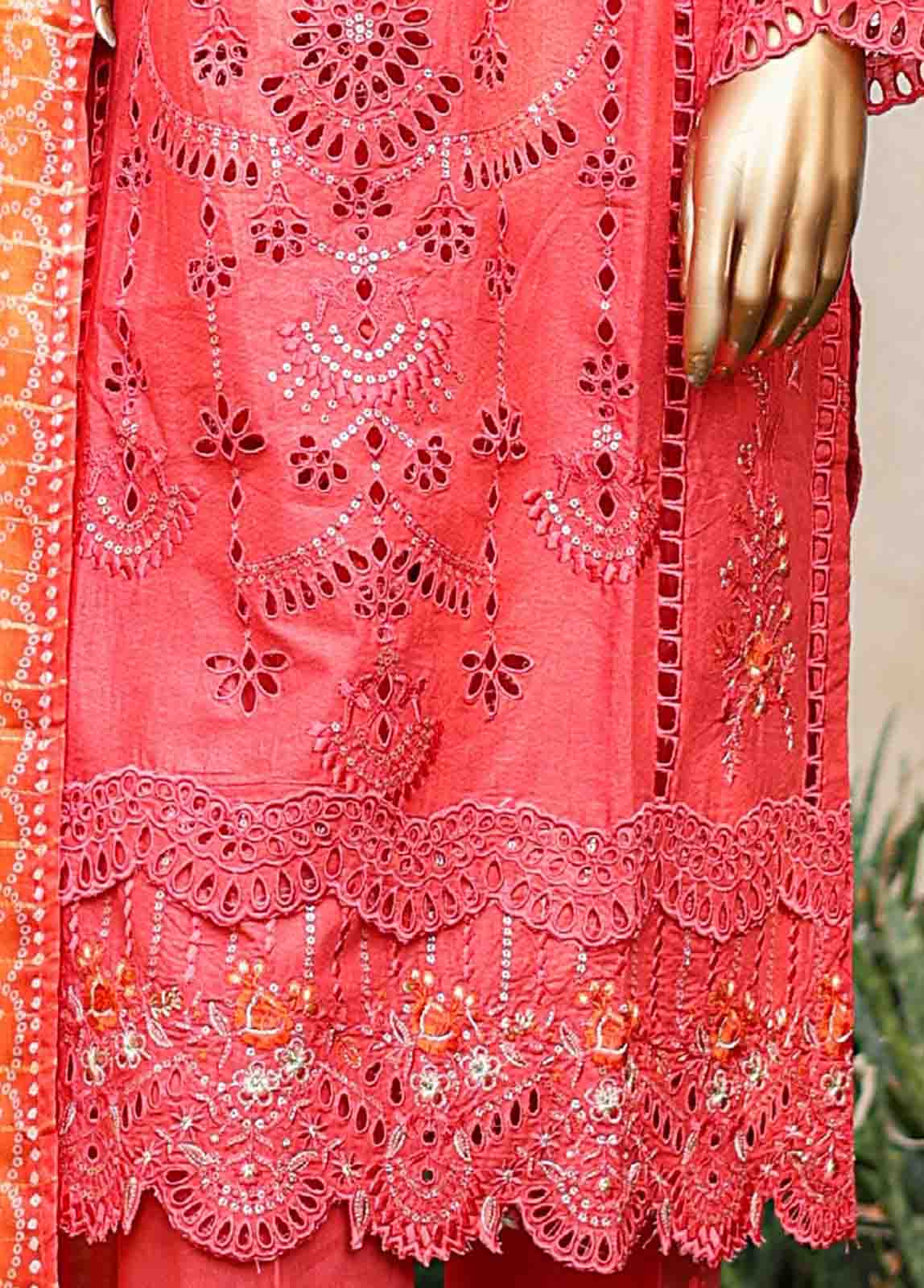 Embroidered Punch Pink Lawn 3-Piece Stitched Suit by Bin Saeed, photo 3