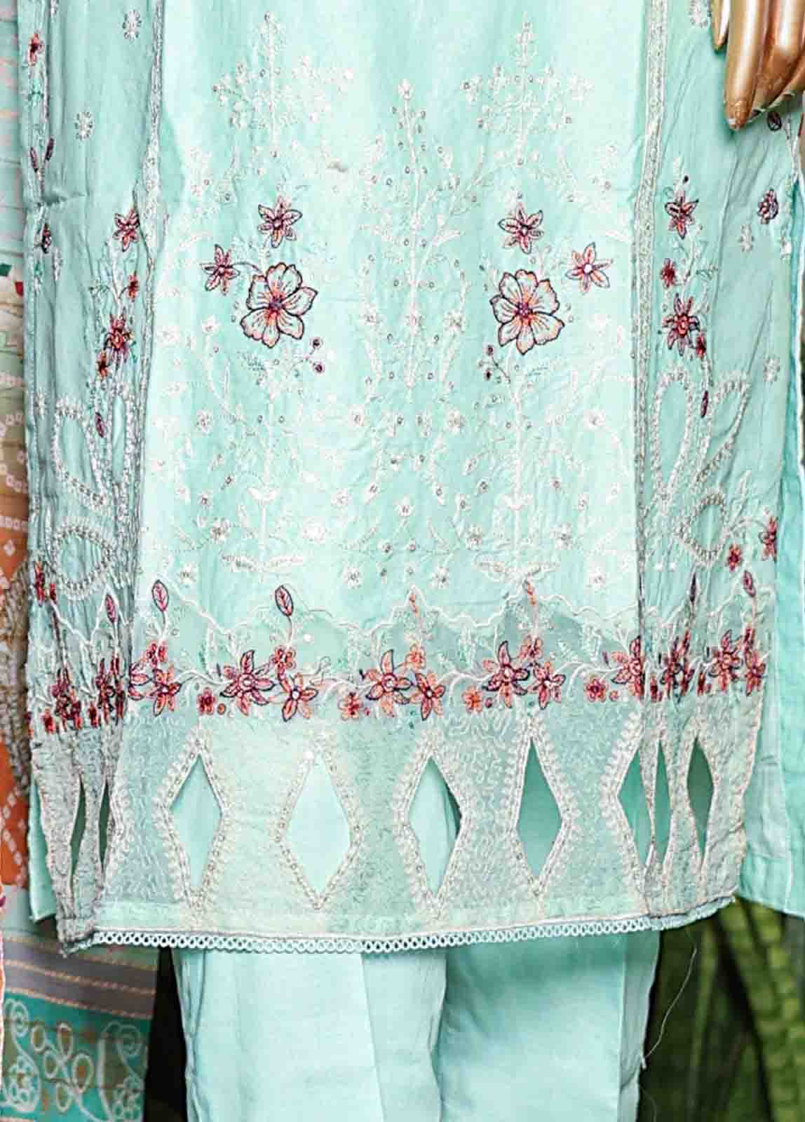Embroidered Light Blue Lawn 3-Piece Stitched Suit by Bin Saeed, photo 3