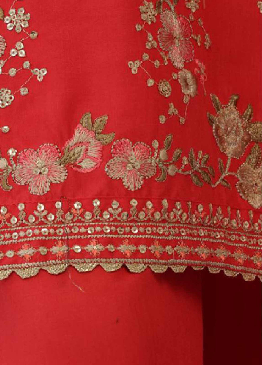 Embroidered Red Cotton 3-Piece Stitched Suit by Bin Saeed, photo 4