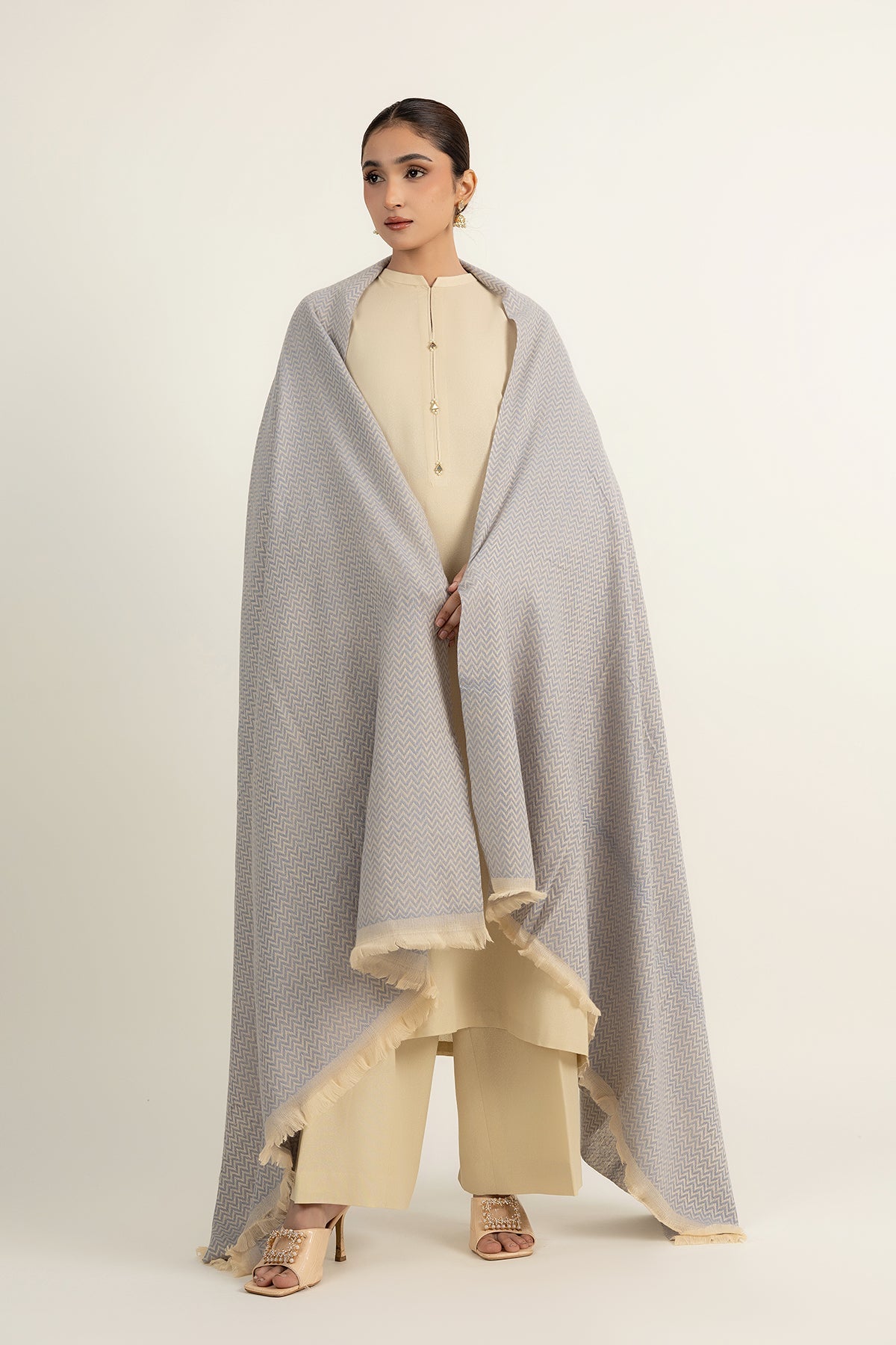 Grey Wool Shawl by The Fabric Store