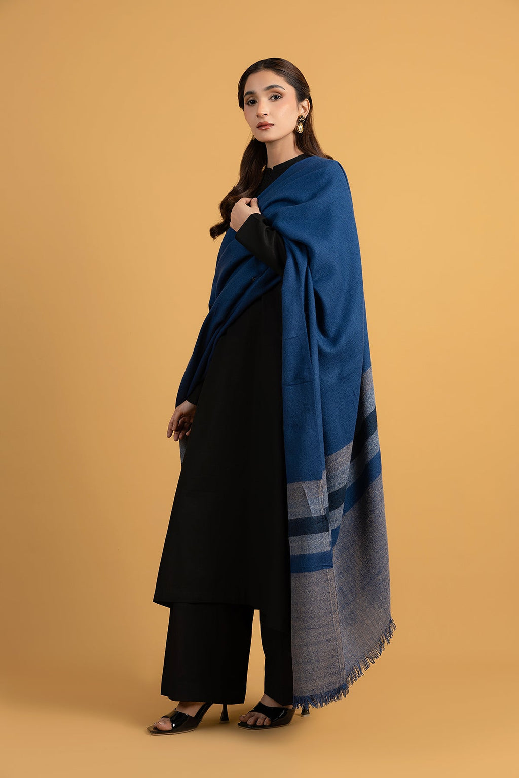 Blue Wool Shawl by The Fabric Store, photo 3