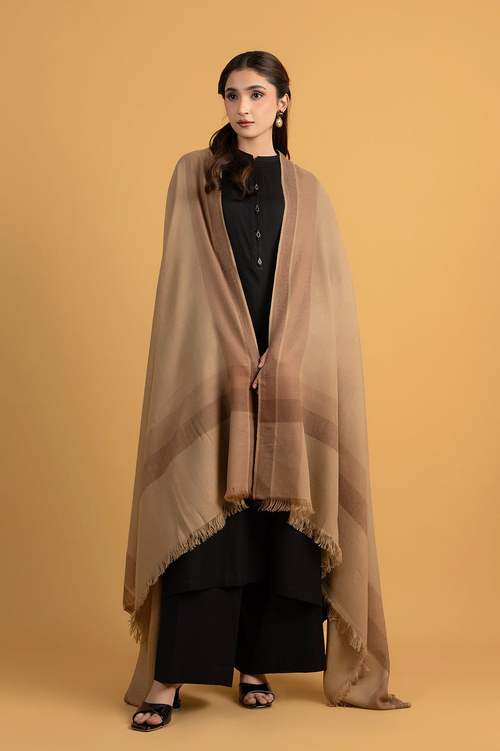 Brown Wool Shawl by The Fabric Store