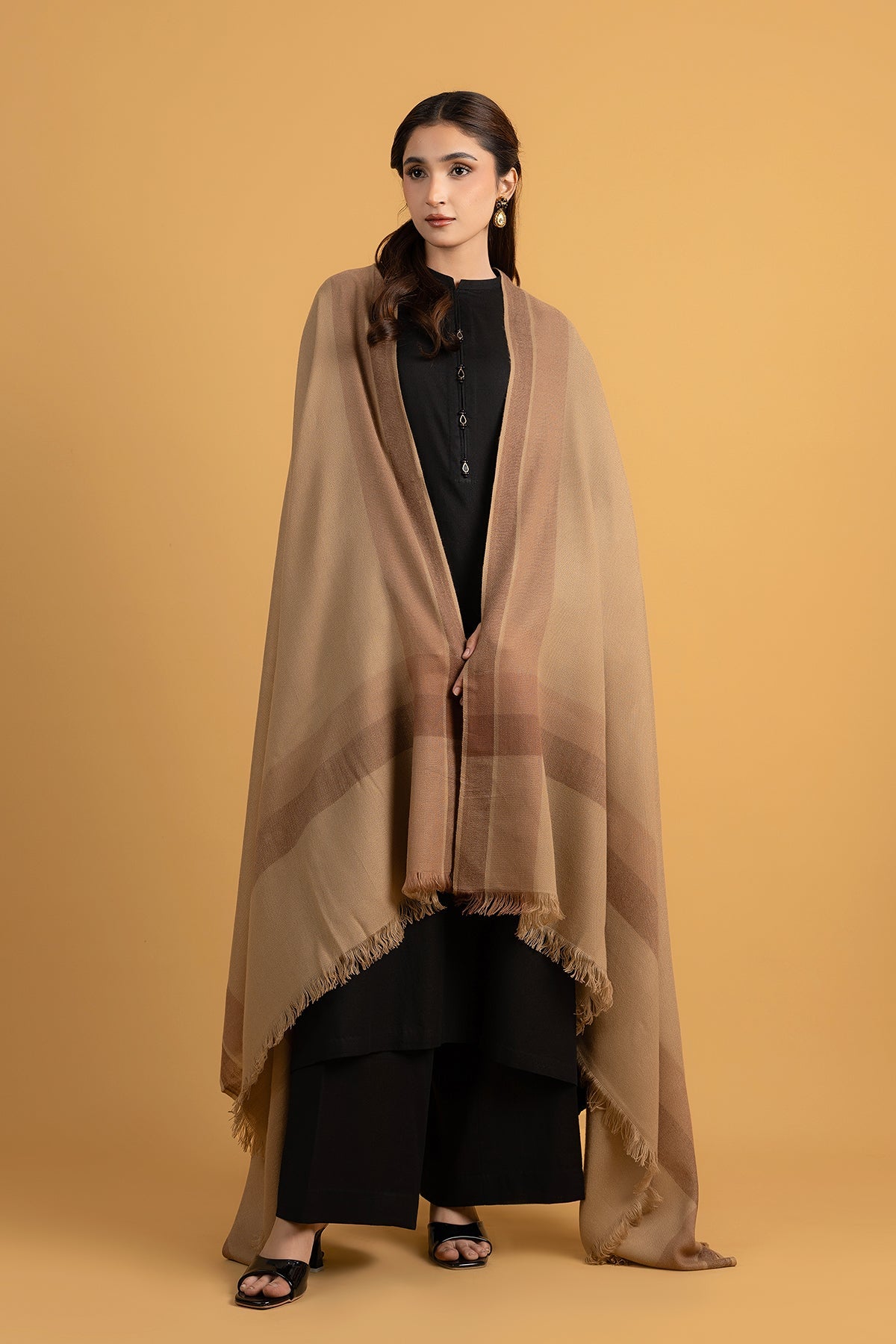 Brown Wool Shawl by The Fabric Store