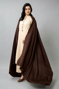 Brown Semi Pashmina Shawl by The Fabric Store