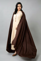 Brown Semi Pashmina Shawl by The Fabric Store