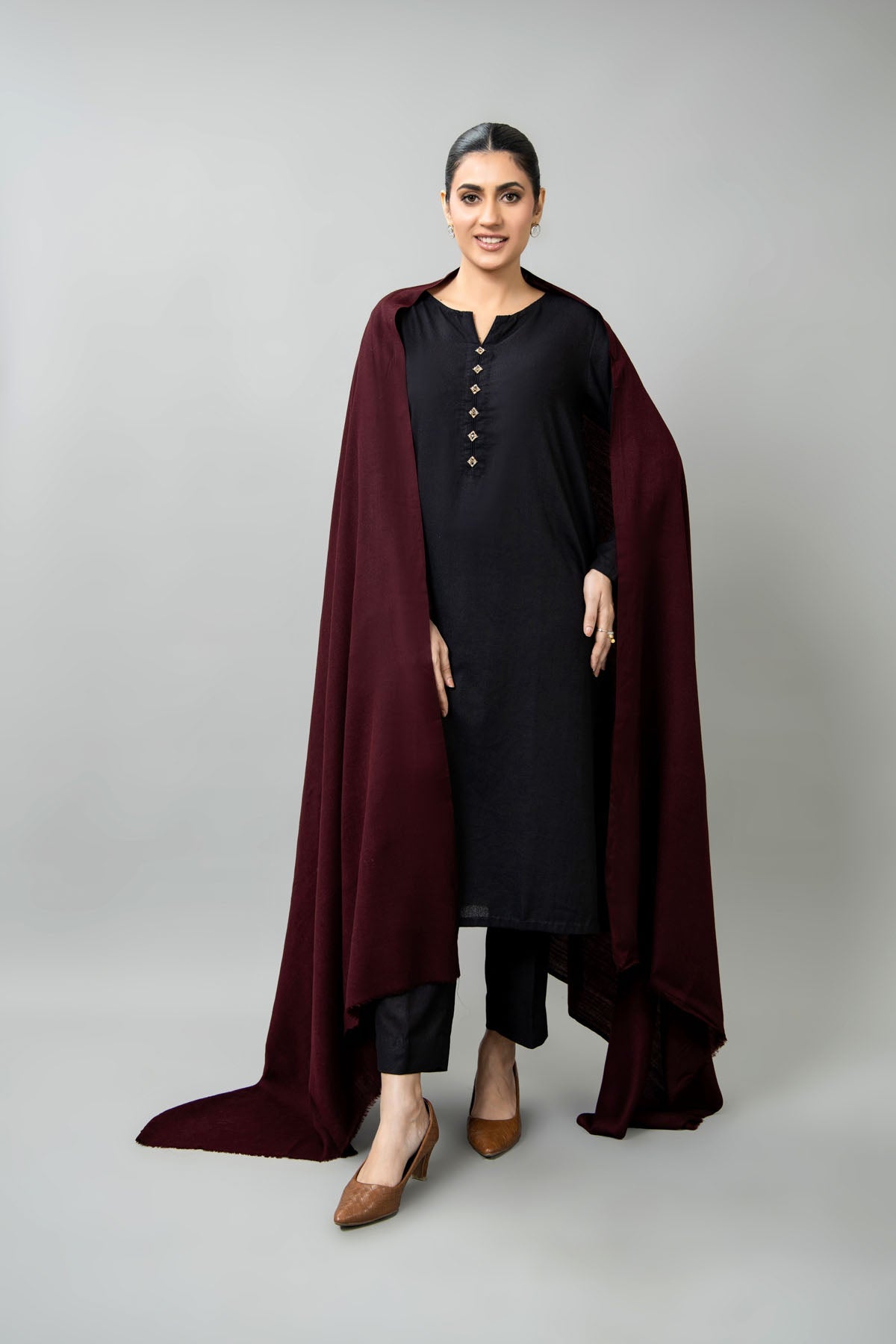 Maroon Pashmina Shawl by The Fabric Store